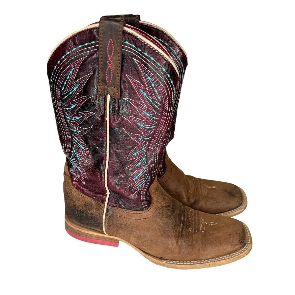 Ariat Kids Vaquera Western Boots Weathered Brown Size 2.5